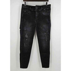 Tissini Womens Black Distressed Stretch Jeans Button Zip Closure Sz 13